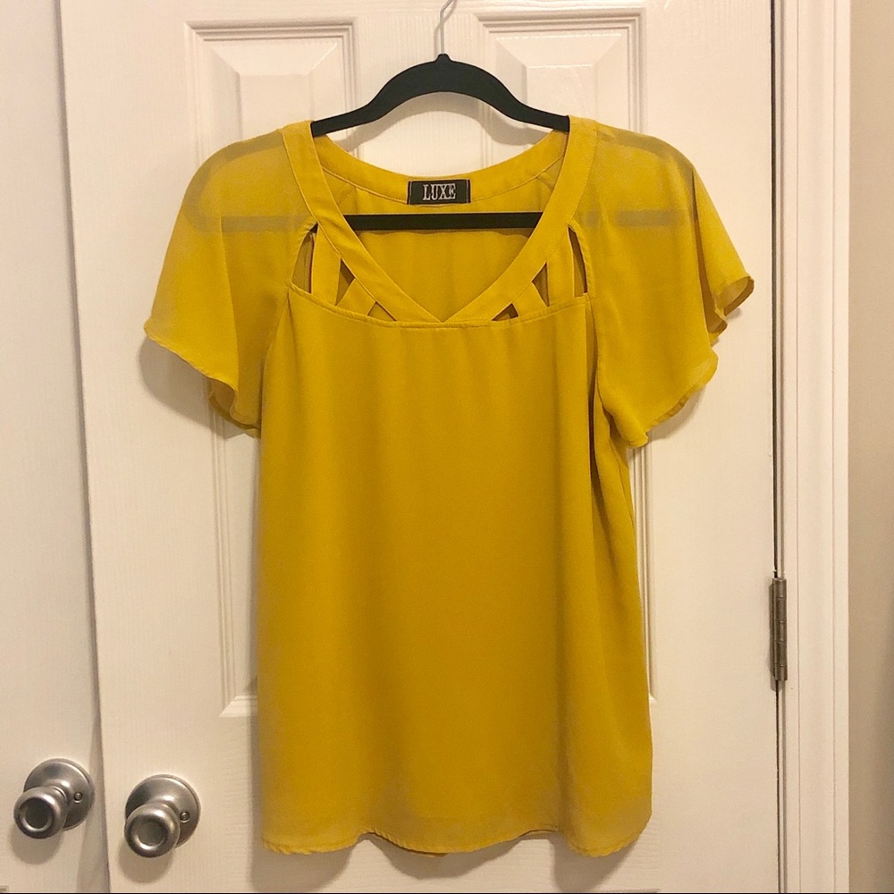 Goldenrod flutter sleeve top
